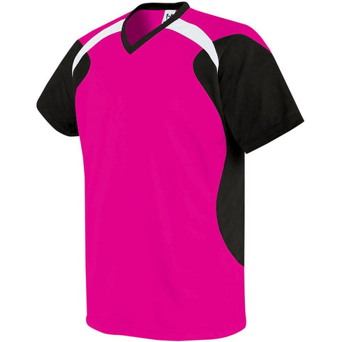Russell Athletic Youth Tempest Soccer Jersey (322711-C), Color 'Raspberry/Black/White'